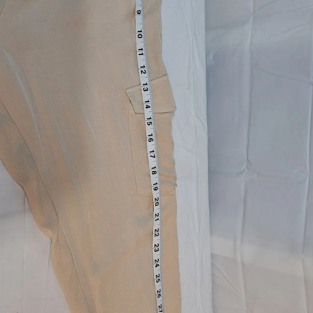 NET 153 Joggers Cargo Beige Medium Rayon Drawstring Waist Lightweight - Picture 10 of 11
